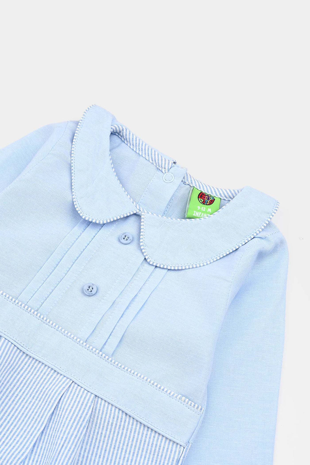 Infant Boys Chambray Woven Romper-Mini Me-LT.Blue