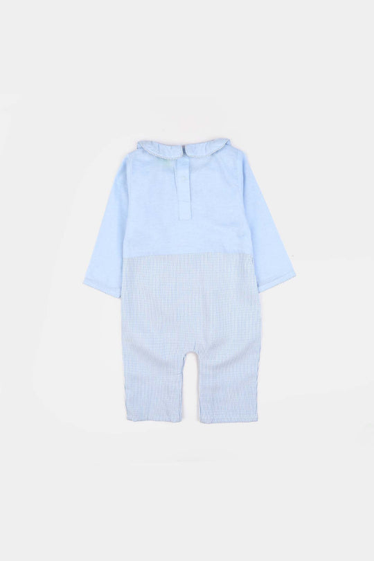 Infant Boys Chambray Woven Romper-Mini Me-LT.Blue
