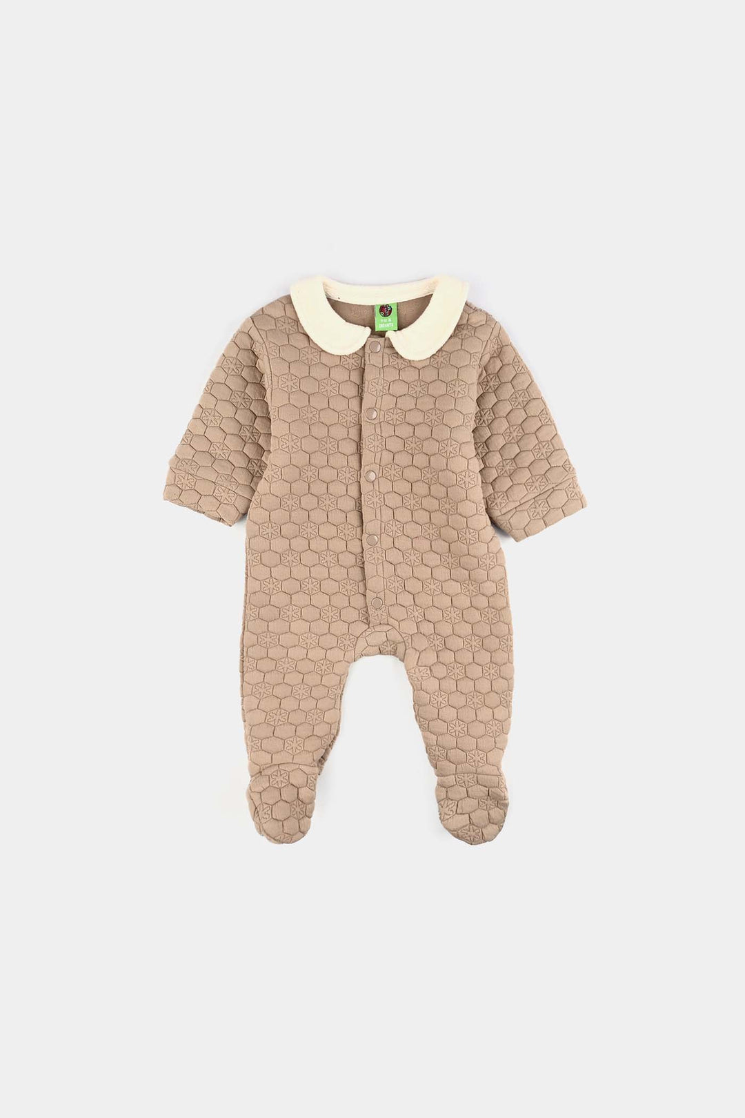 Infant Girls Quilted Romper Smile Flower-BROWN