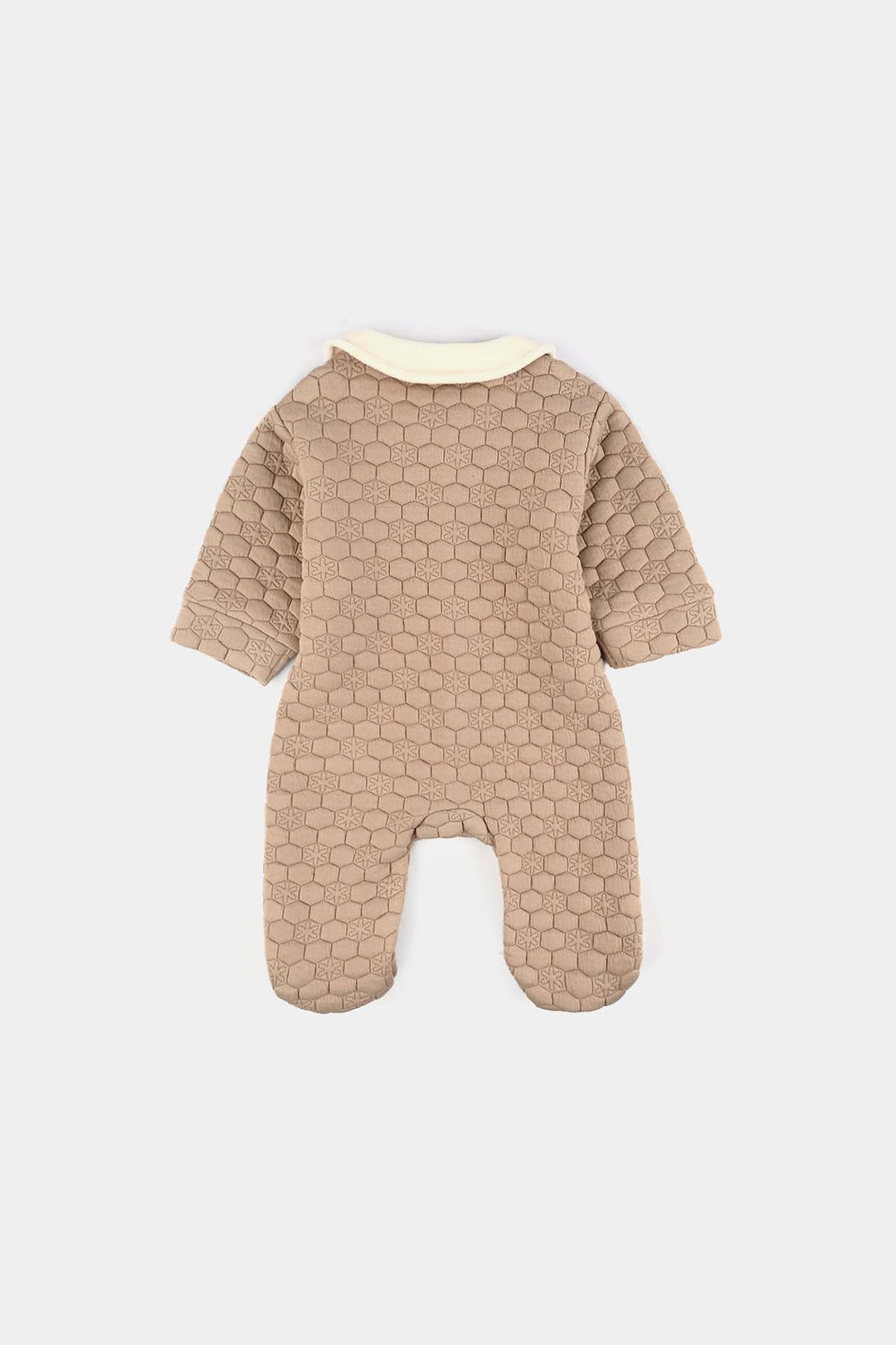 Infant Girls Quilted Romper Smile Flower-BROWN