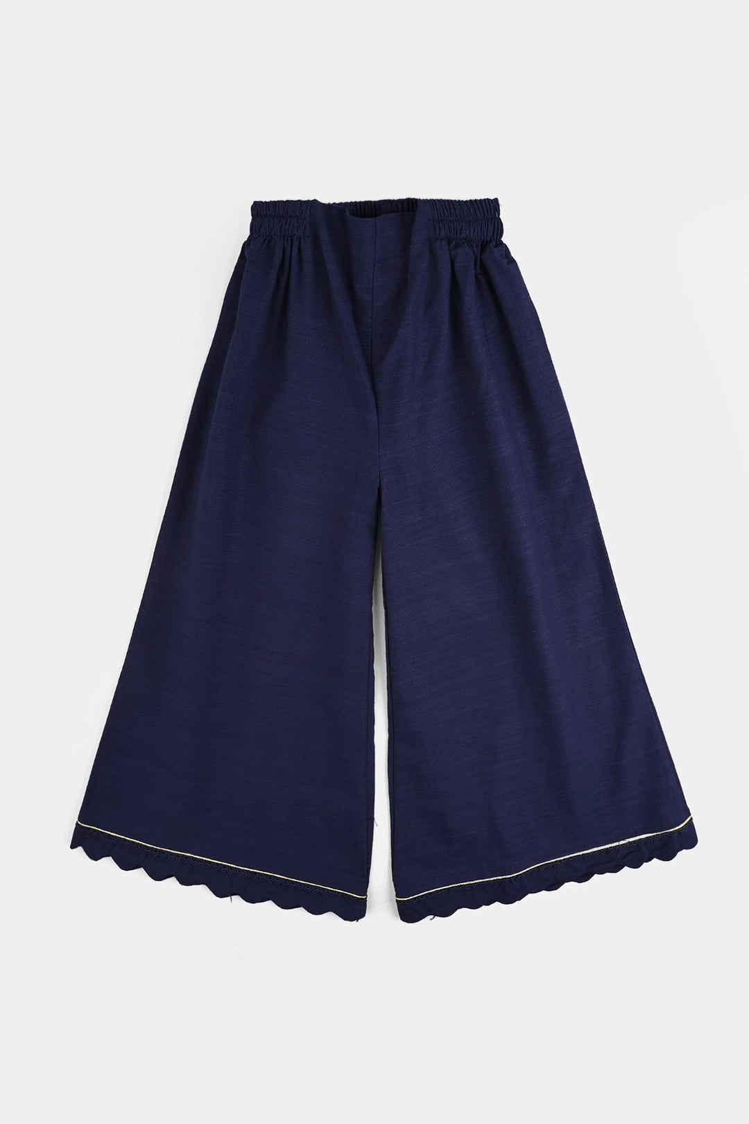 Girls Cotton Slub Embroidered 2Pcs - Navy Blue