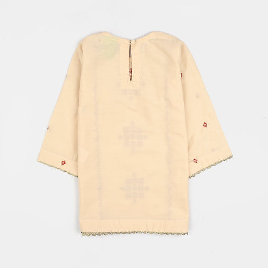 Infant Girls Cotton Poplin Emb 2Pcs Sehar-Cream