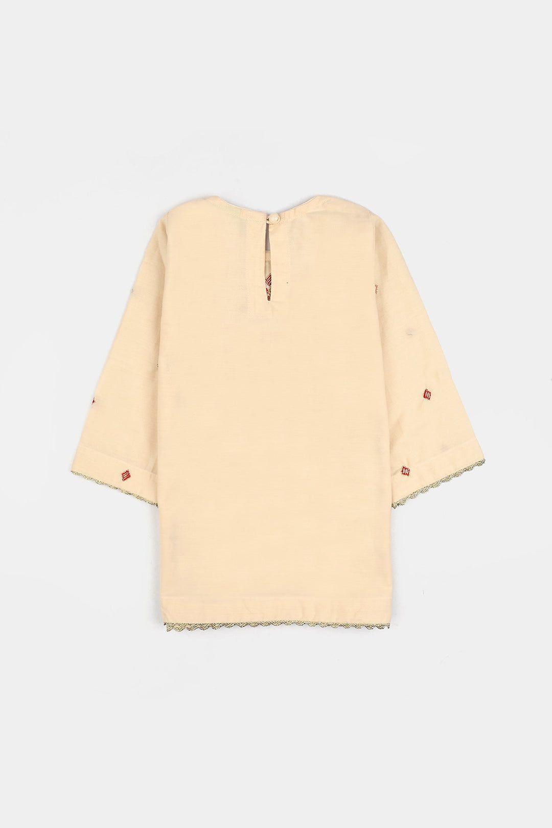 Infant Girls Cotton Poplin Emb 2Pcs Sehar-Cream