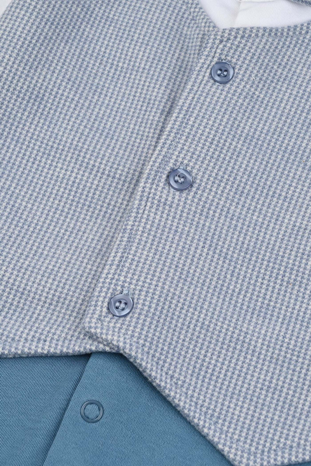 Infant Boys Cotton Interlock Romper Jacquard Coat Style-BLUE