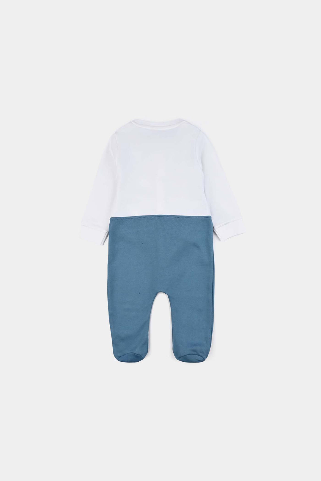 Infant Boys Cotton Interlock Romper Jacquard Coat Style-BLUE