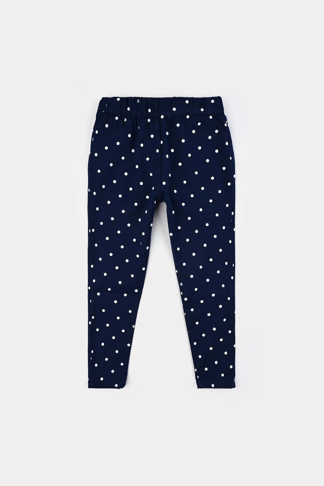 Girls Cotton Twill Jeggings Polka Dot-NAVY