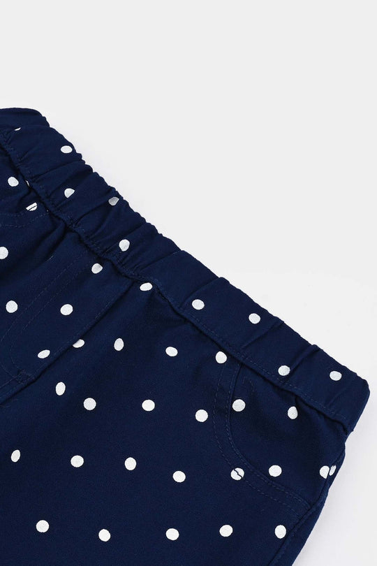 Girls Cotton Twill Jeggings Polka Dot-NAVY