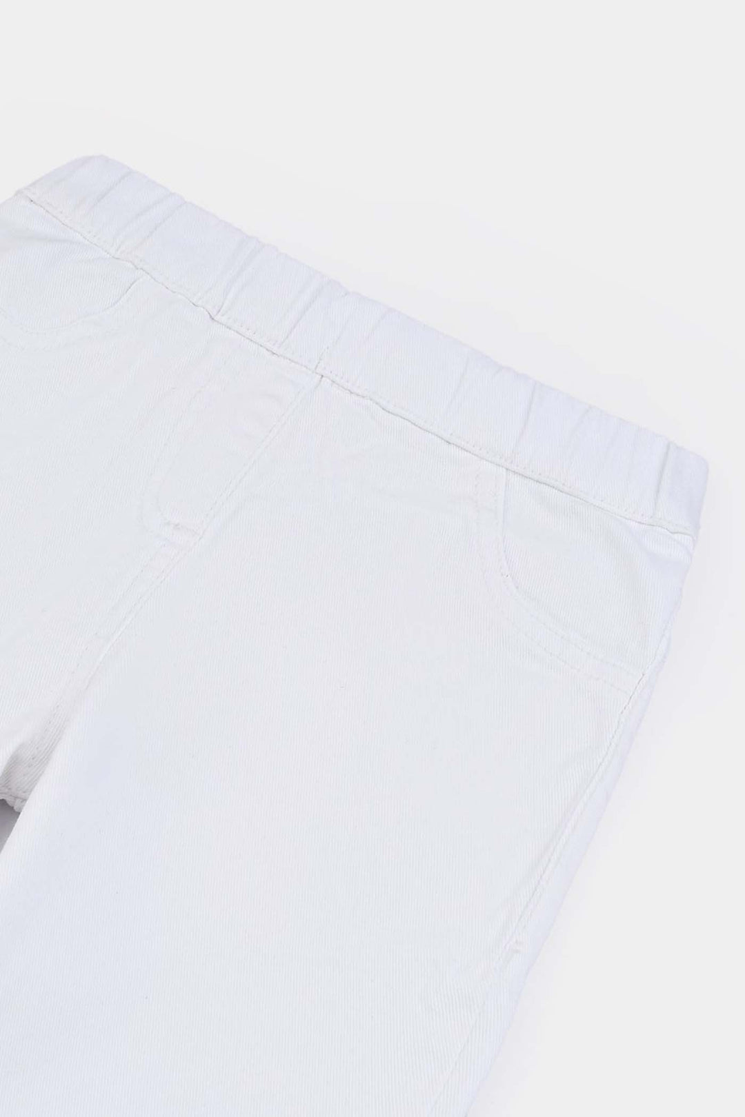 Girls Cotton Twill Jeggings Raw-White