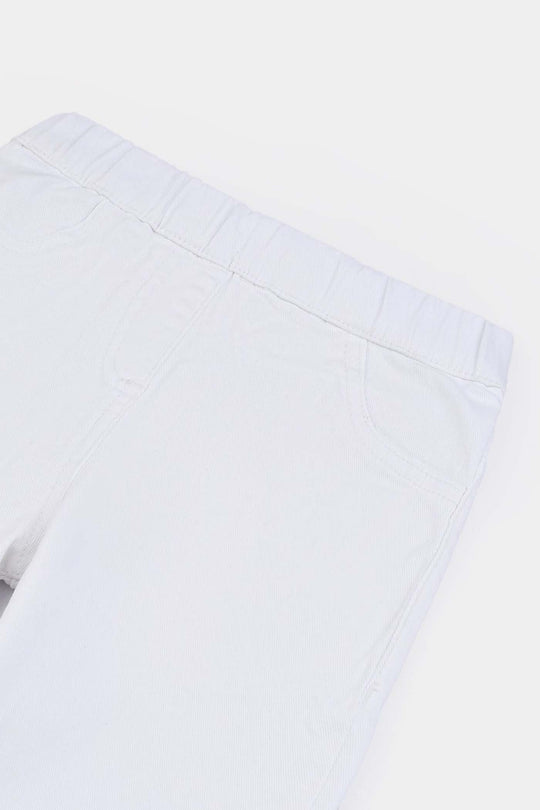 Girls Cotton Twill Jeggings Raw-White