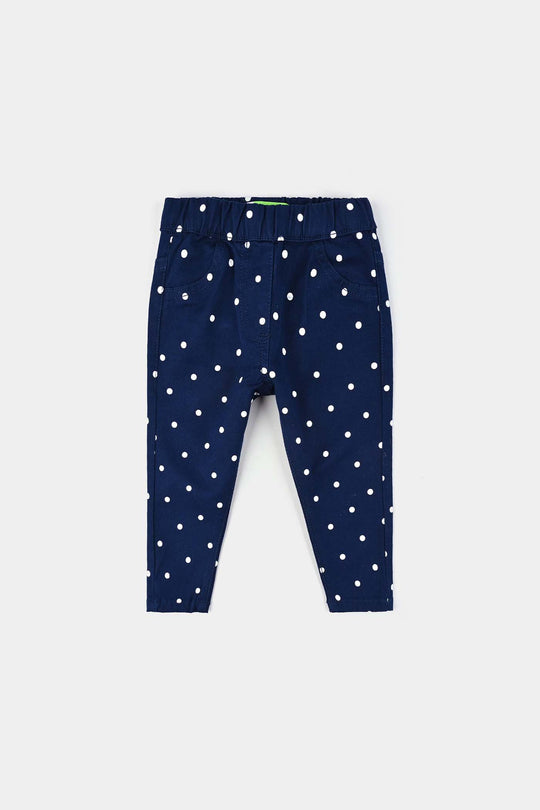 Infant Girls Cotton Twill Jeggings POLKA DOT-NAVY