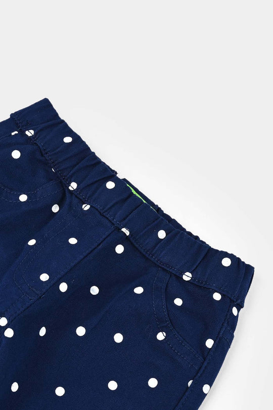 Infant Girls Cotton Twill Jeggings POLKA DOT-NAVY