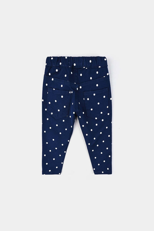 Infant Girls Cotton Twill Jeggings POLKA DOT-NAVY