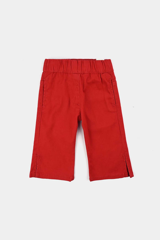 Infant Girls Cotton Twill Jeggings-RED