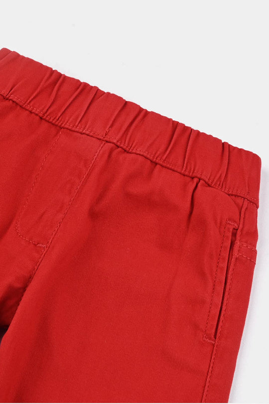 Infant Girls Cotton Twill Jeggings-RED