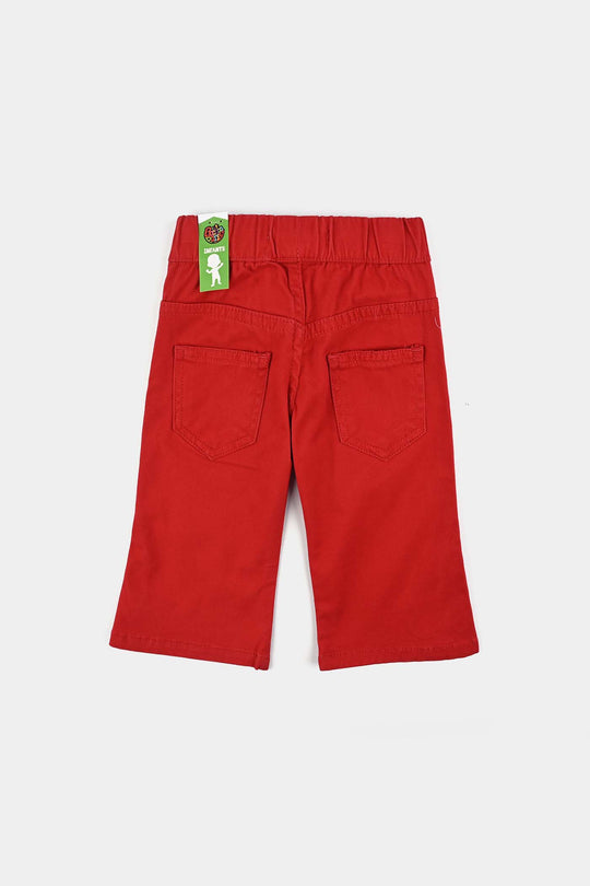 Infant Girls Cotton Twill Jeggings-RED