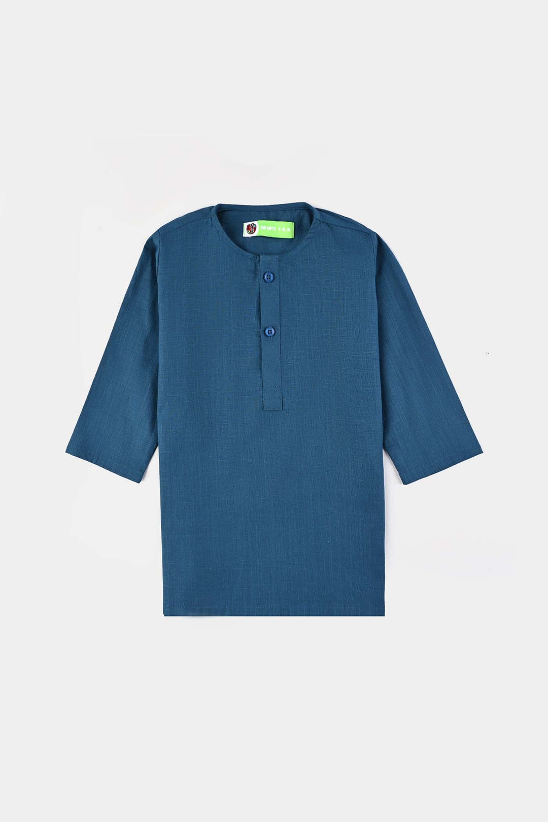 Infant Boys Cotton Slub 3Piece Suit (Puff Motif)-Teal