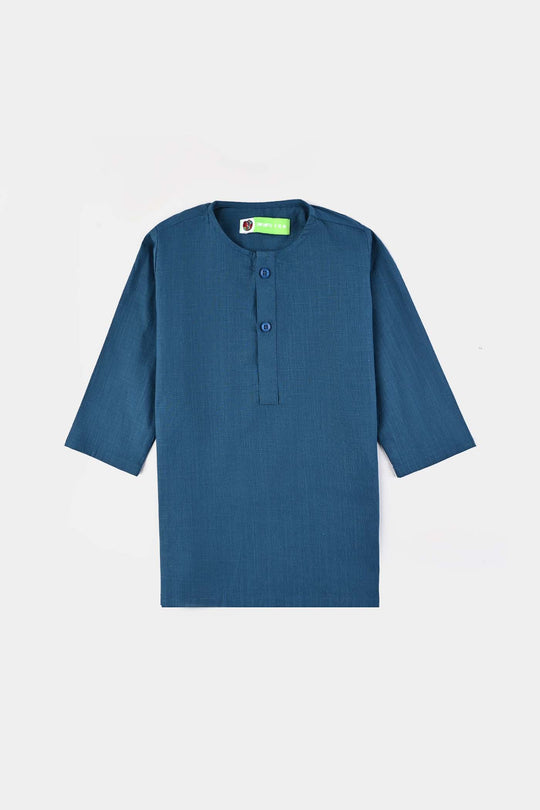 Infant Boys Cotton Slub 3Piece Suit (Puff Motif)-Teal