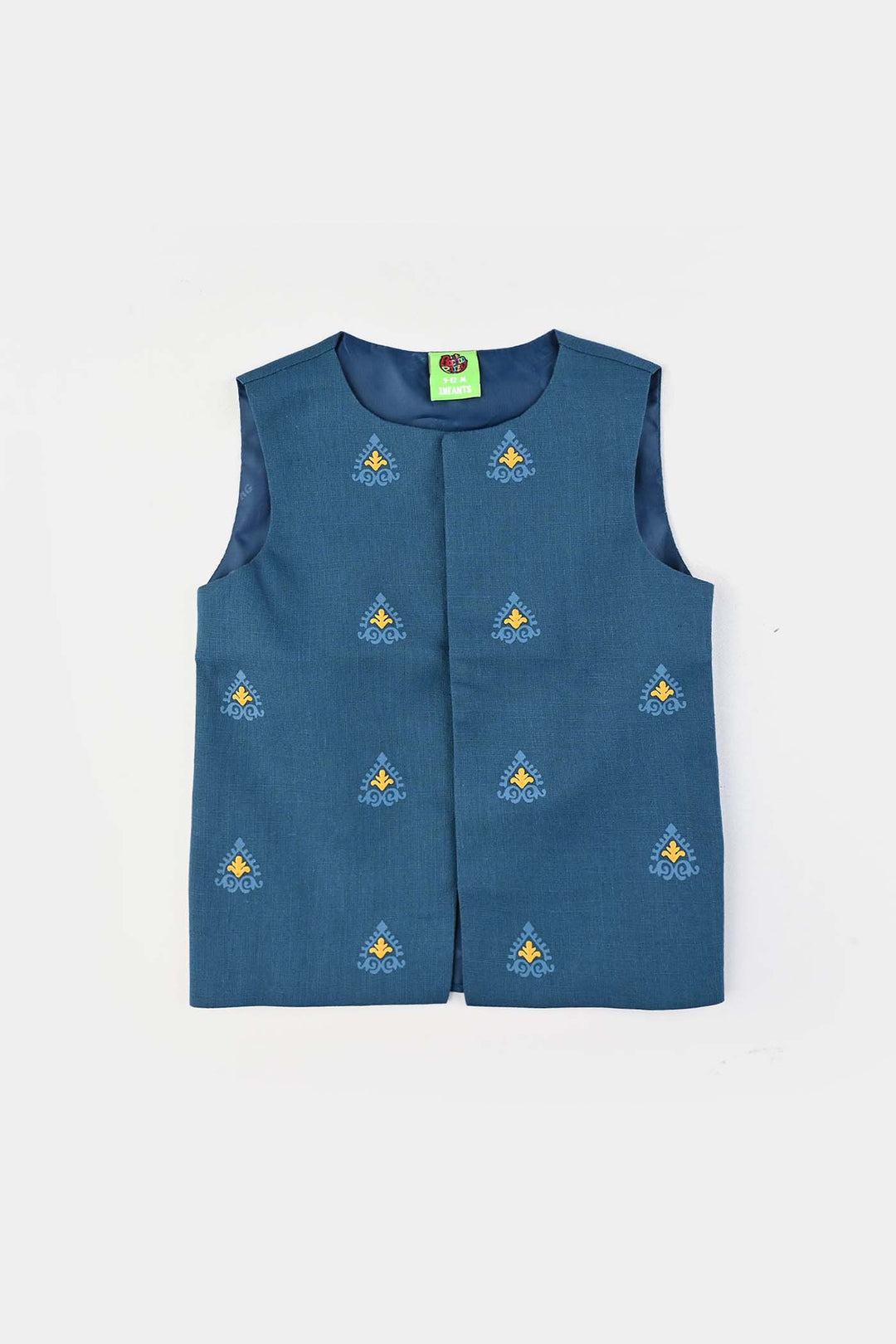 Infant Boys Cotton Slub 3Piece Suit (Puff Motif)-Teal