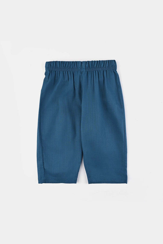 Infant Boys Cotton Slub 3Piece Suit (Puff Motif)-Teal