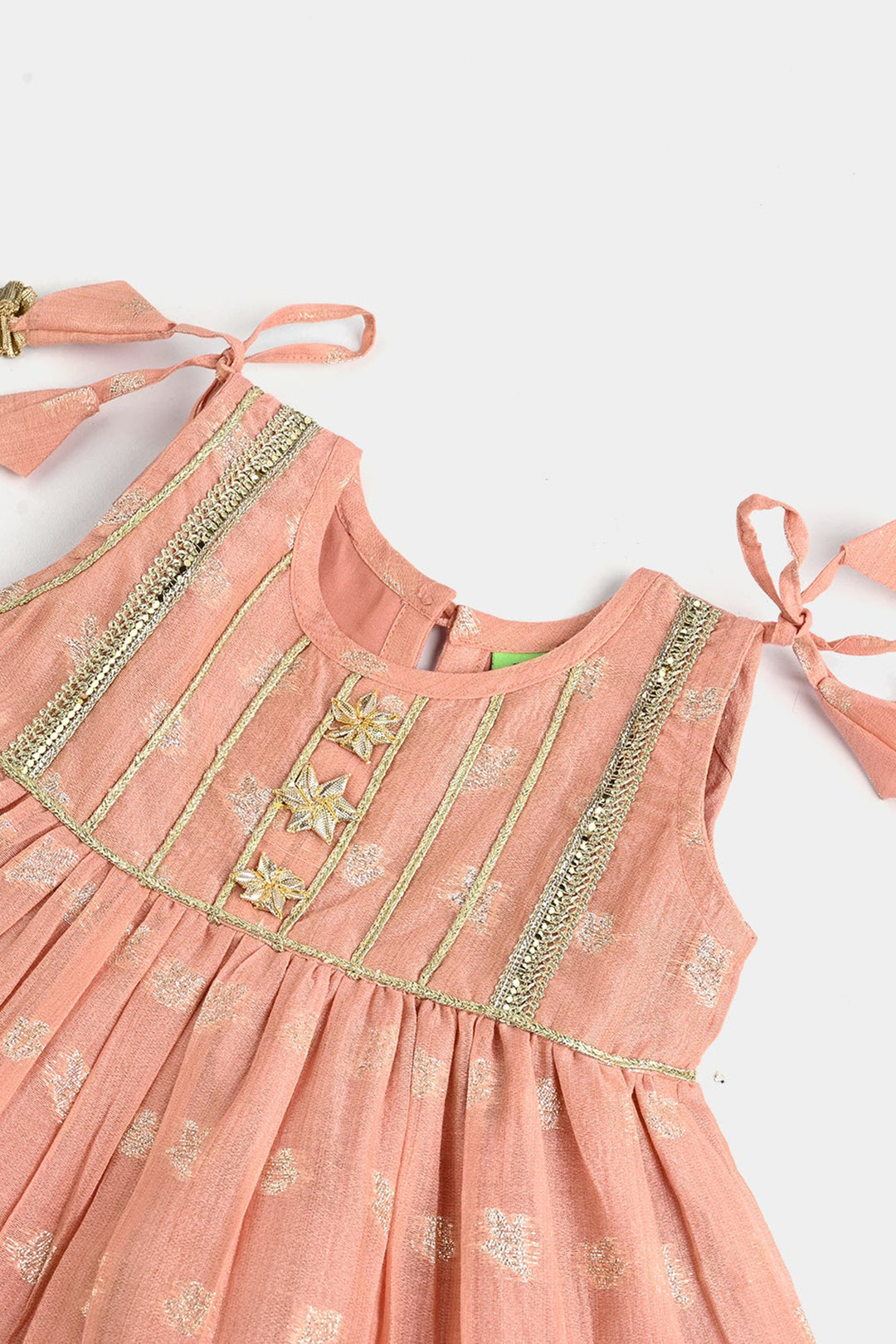 Infant Girls Jacquard Fancy 2Pcs (Mahtabi) - Peach