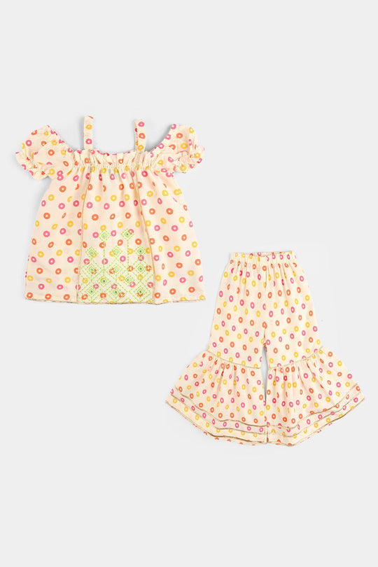 Infant Girls Raw Silk 2Pcs - Cream