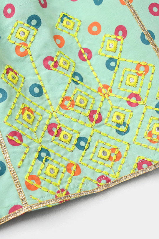 Infant Girls Raw Silk 2Pcs - Mint Green