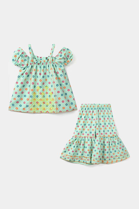 Infant Girls Raw Silk 2Pcs - Mint Green