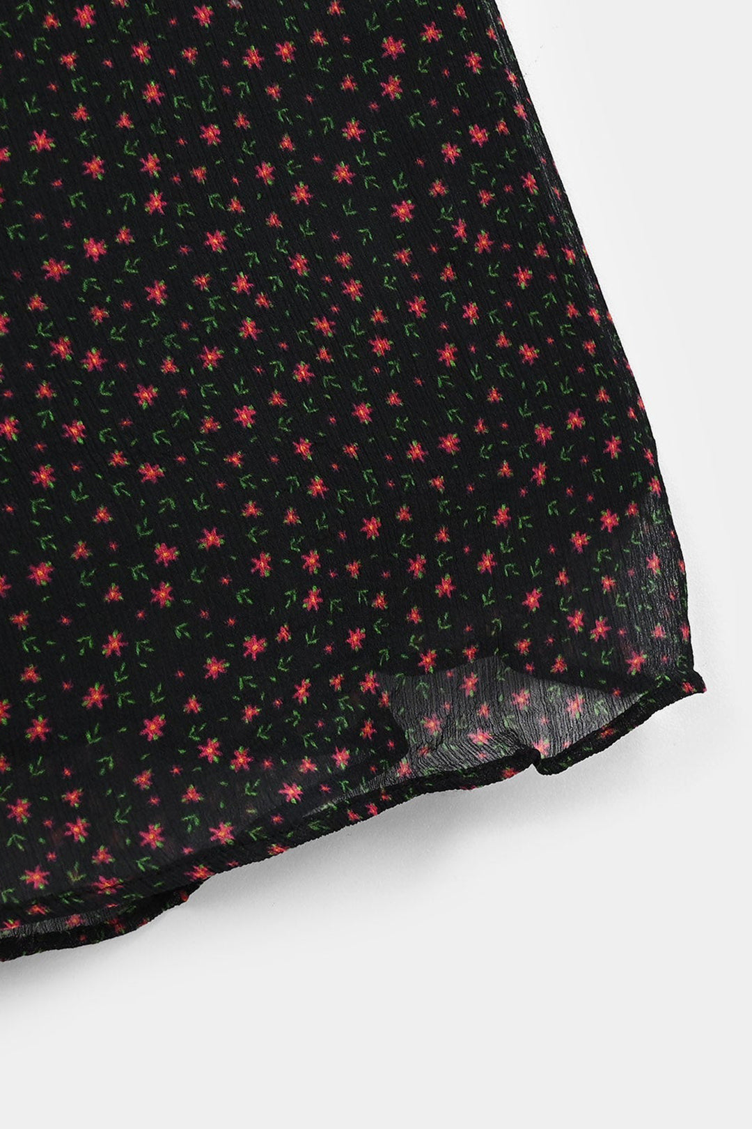 Girls Chiffon Long Skirt Tiny Flower - Black