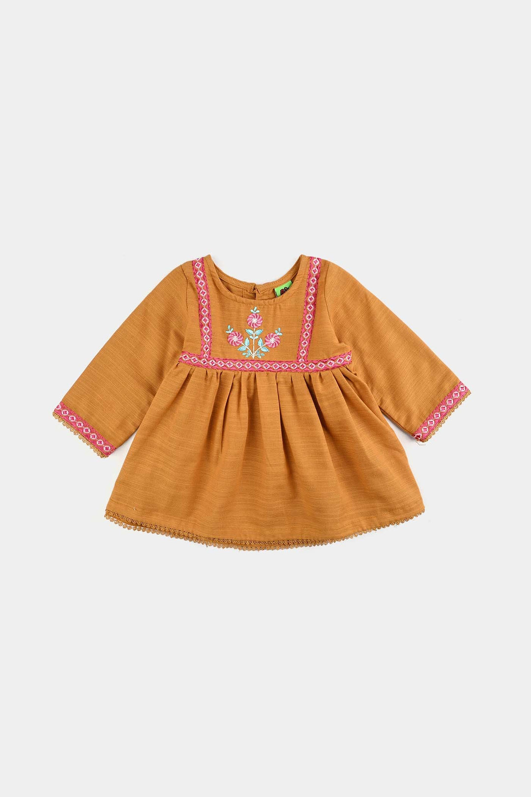Infant Girls Slub Jersey Emb 2Pcs Zoha-Mustard