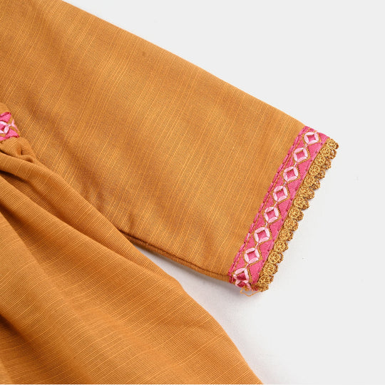 Infant Girls Slub Jersey Emb 2Pcs Zoha-Mustard