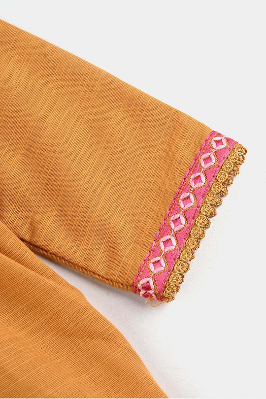 Infant Girls Slub Jersey Emb 2Pcs Zoha-Mustard