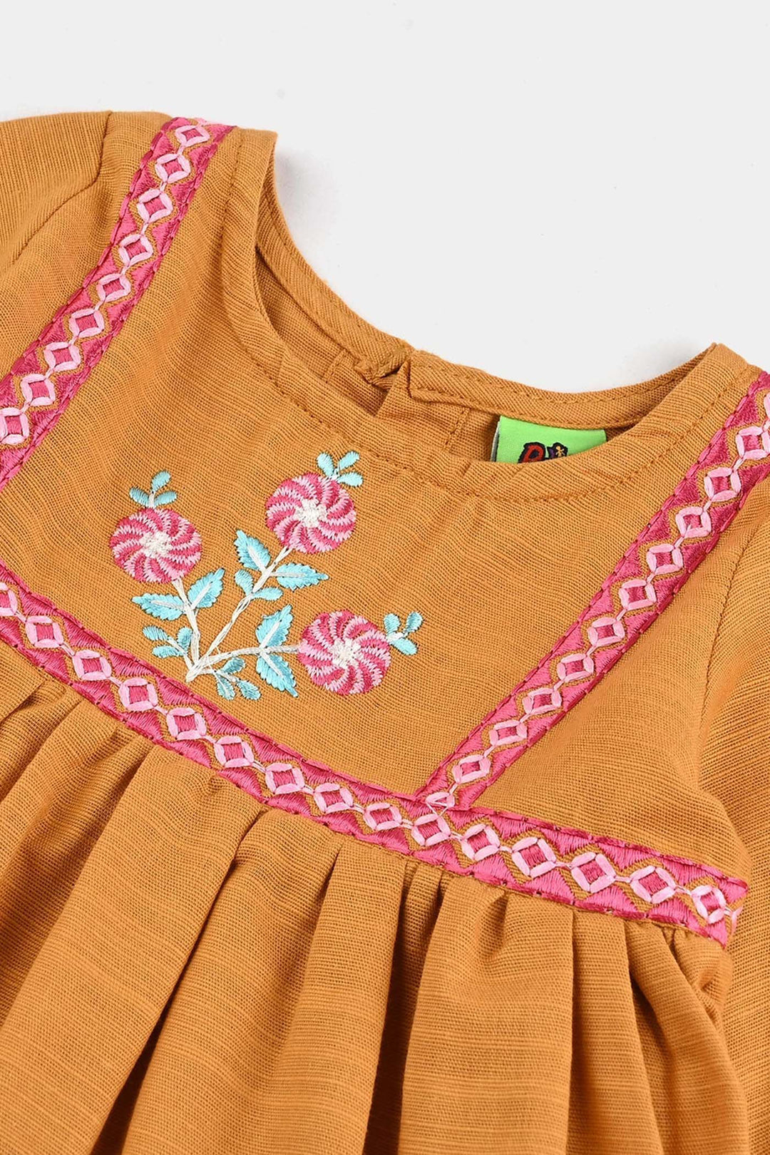 Infant Girls Slub Jersey Emb 2Pcs Zoha-Mustard