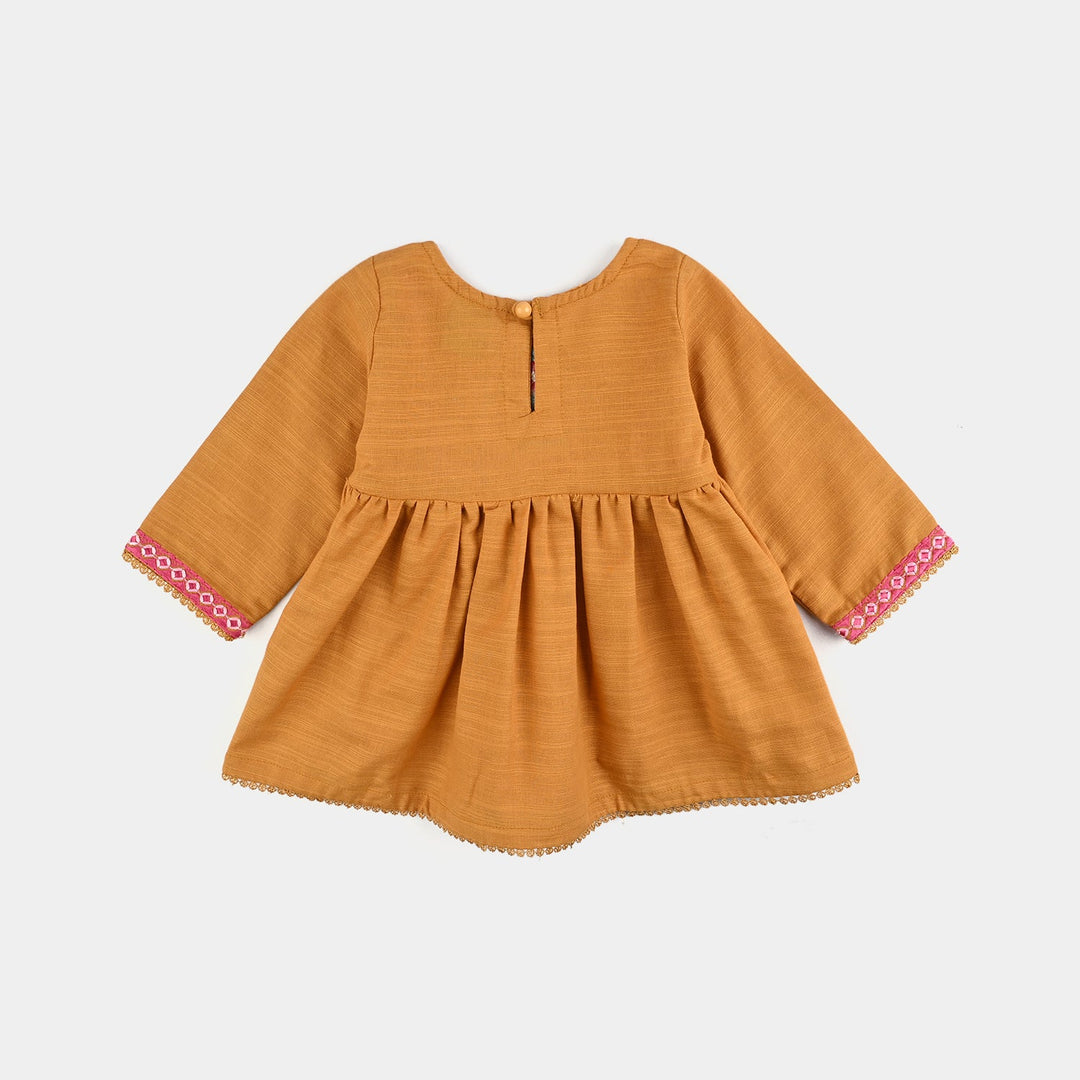Infant Girls Slub Jersey Emb 2Pcs Zoha-Mustard