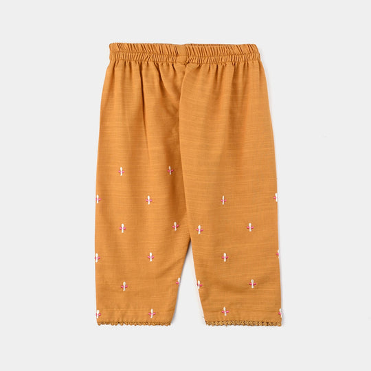 Infant Girls Slub Jersey Emb 2Pcs Zoha-Mustard