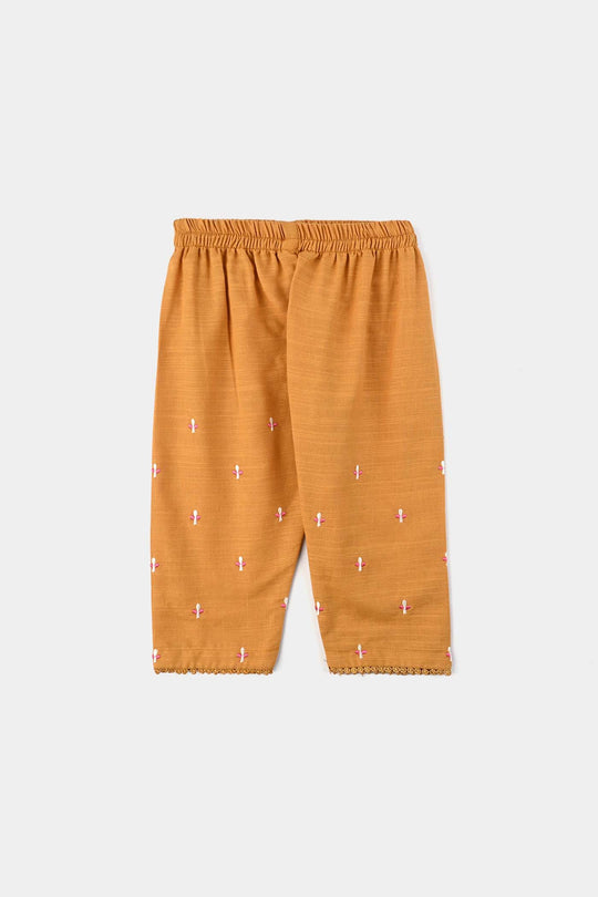 Infant Girls Slub Jersey Emb 2Pcs Zoha-Mustard