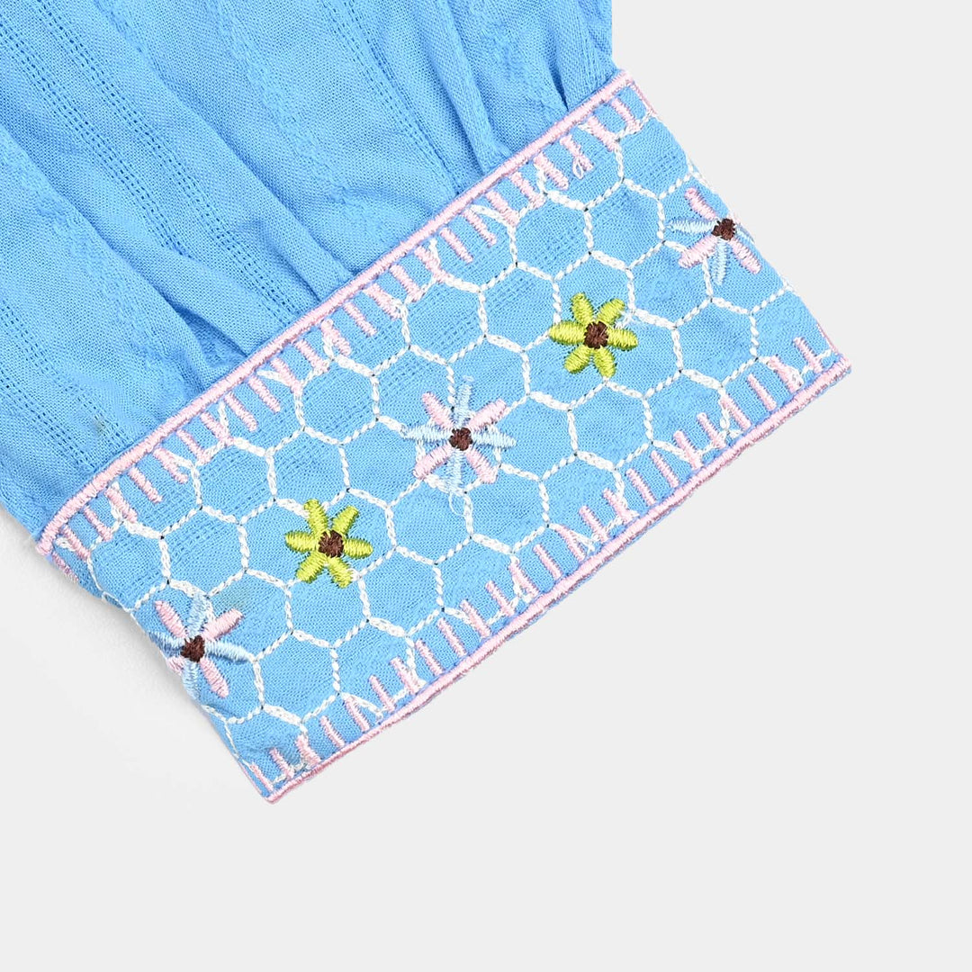 Girls Cotton Emb Top Fantasy-LT.Blue