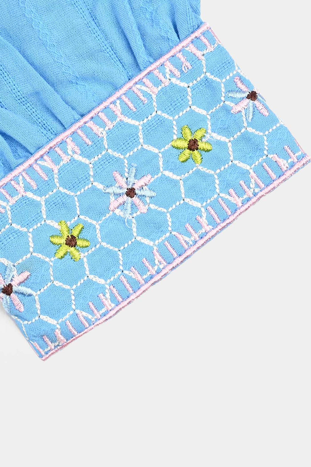 Girls Cotton Emb Top Fantasy-LT.Blue