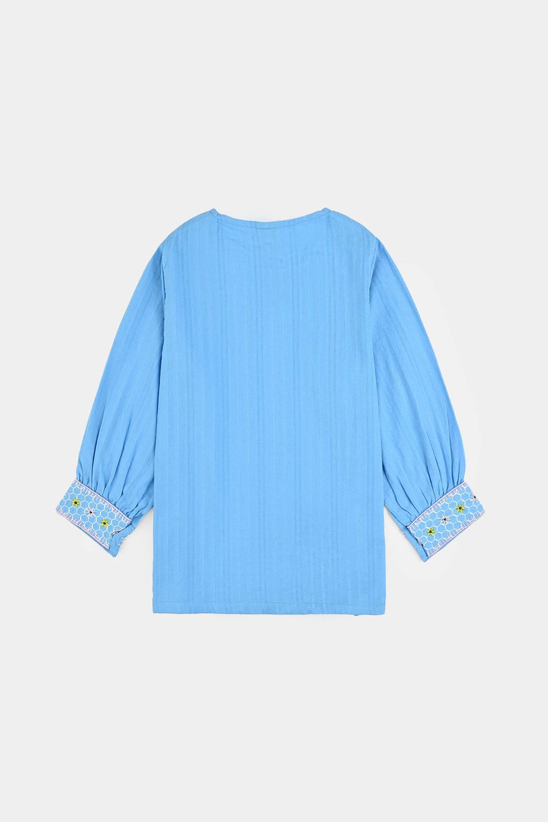 Girls Cotton Emb Top Fantasy-LT.Blue