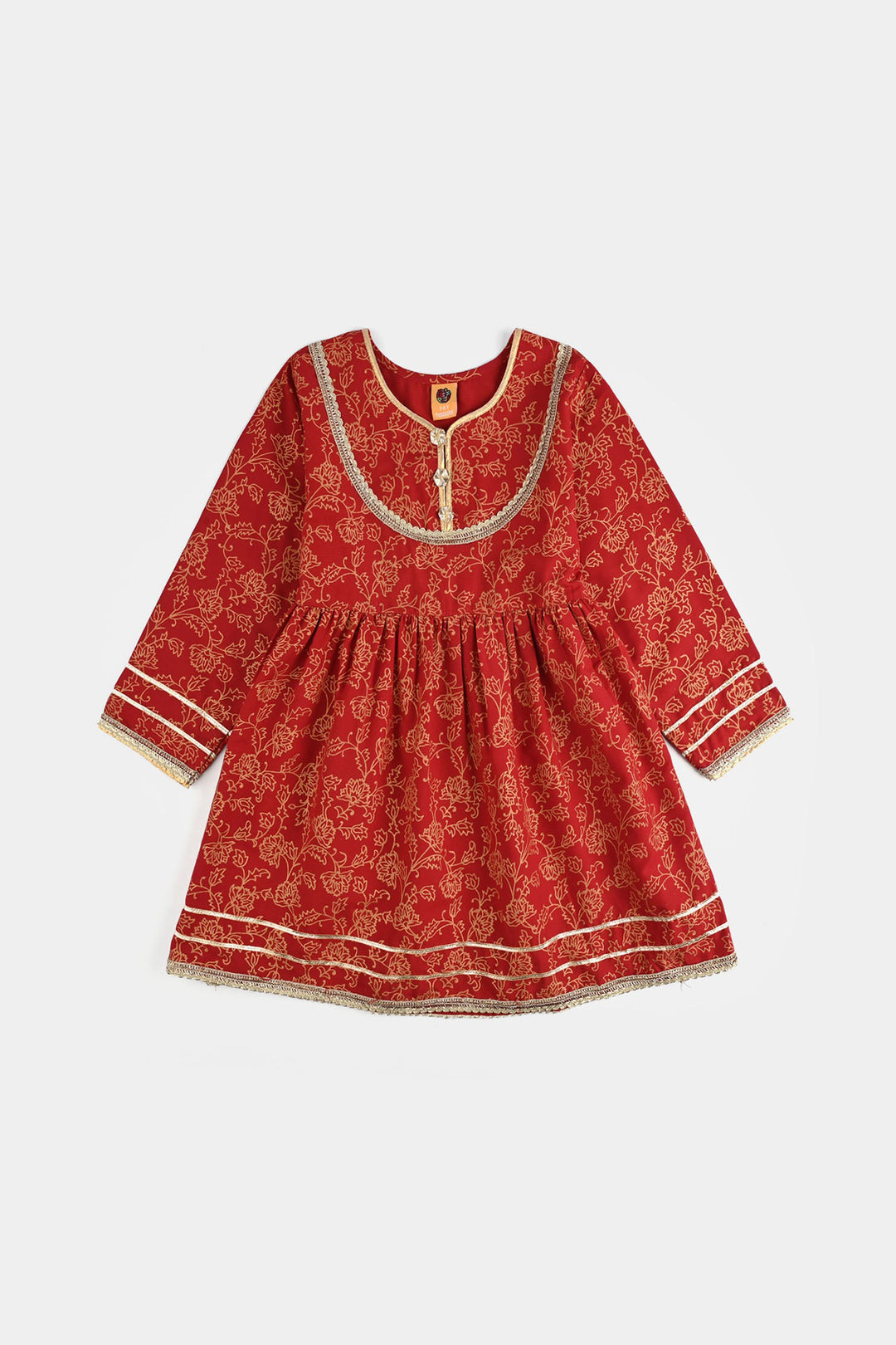 Girls Raw Silk 4PCs - Red