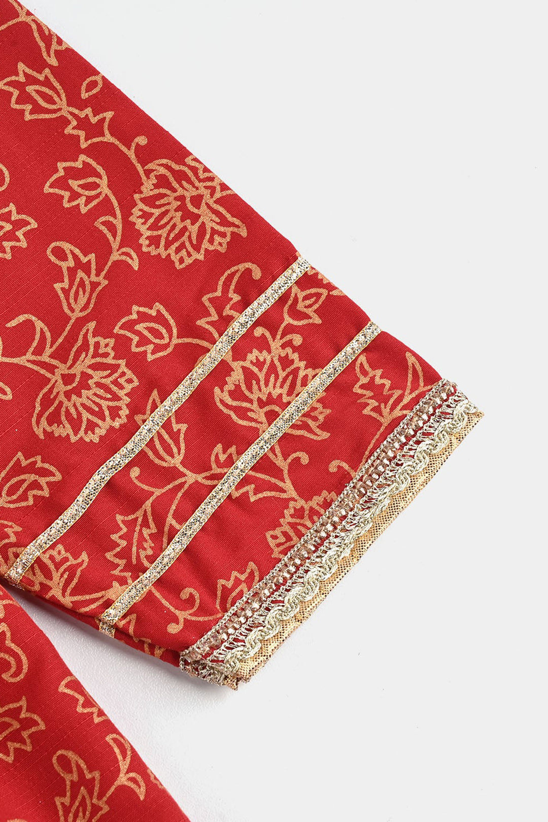 Girls Raw Silk 4PCs - Red