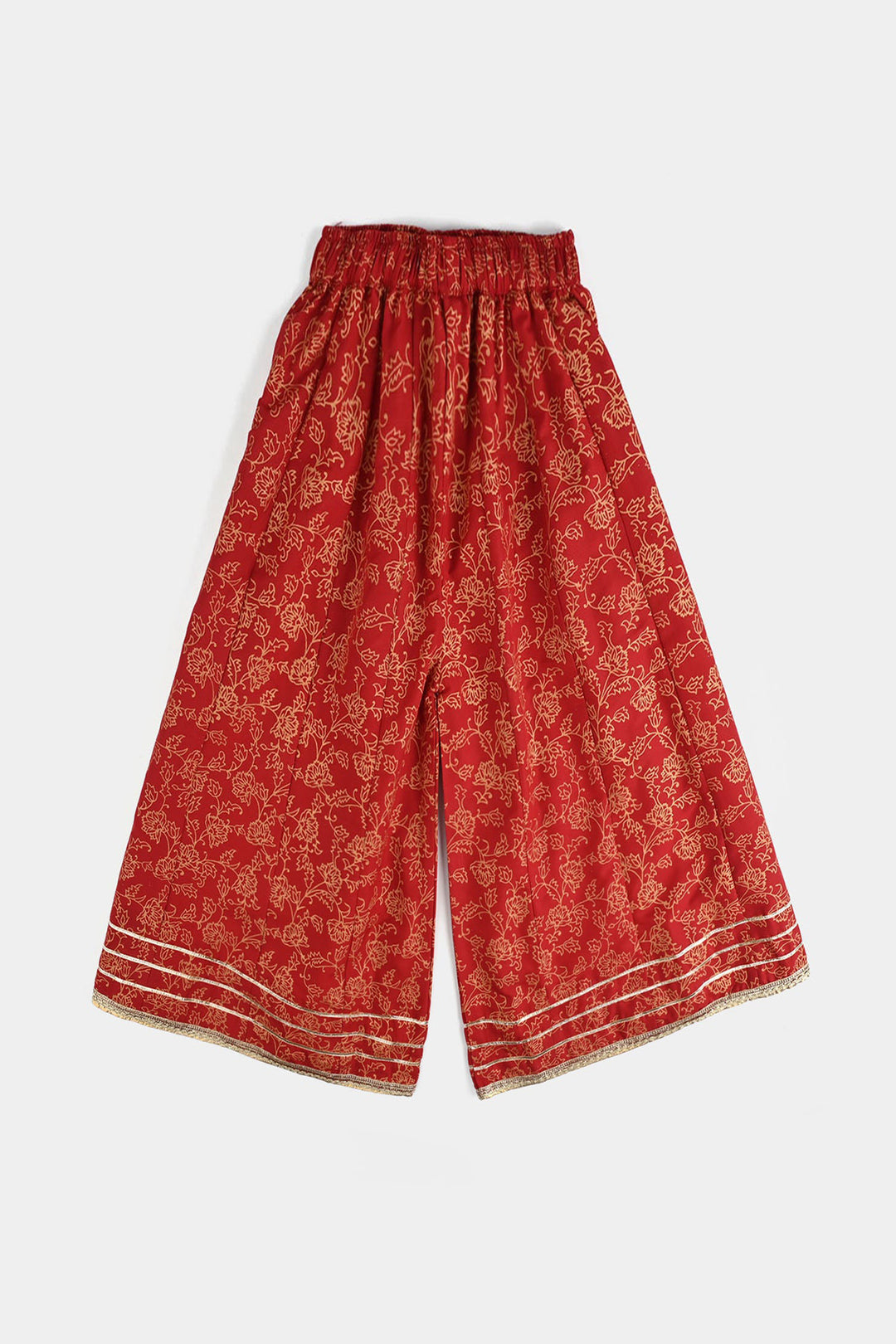 Girls Raw Silk 4PCs - Red