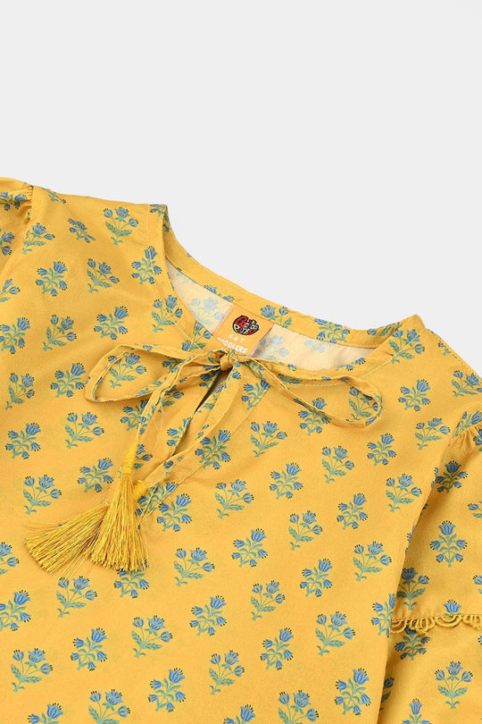 Girls Poly Lawn casual Top Sunshine-Yellow
