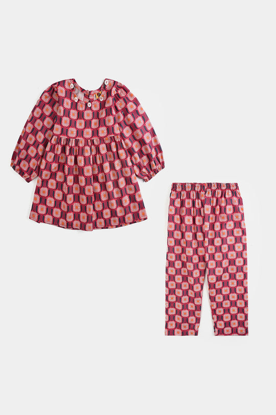 Girls Cotton Co-Ord Set - Pink