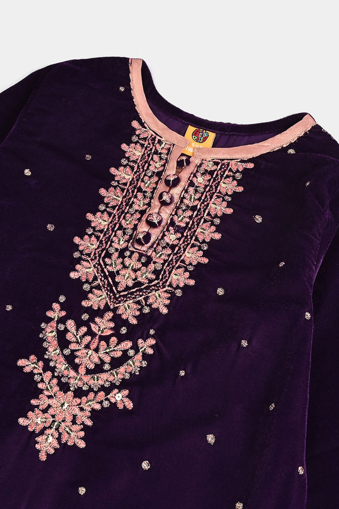 Girls Velvet 3Pcs Rani-Purple