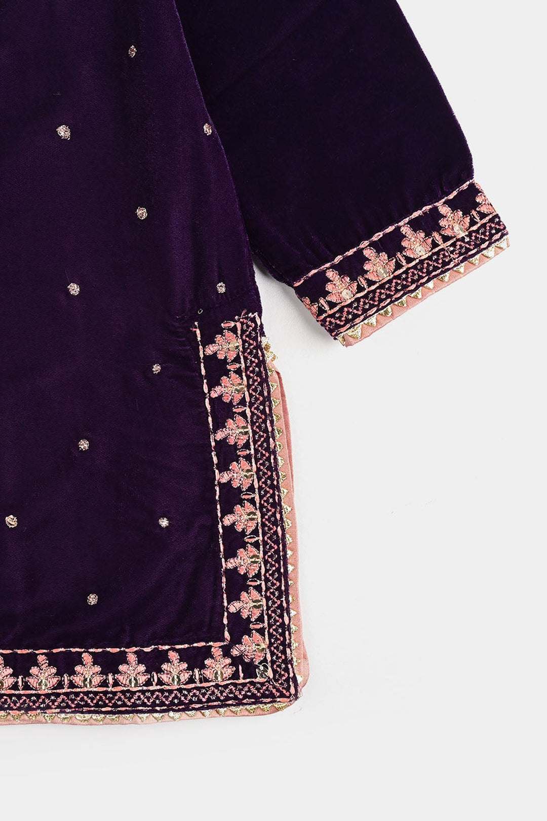 Girls Velvet 3Pcs Rani-Purple