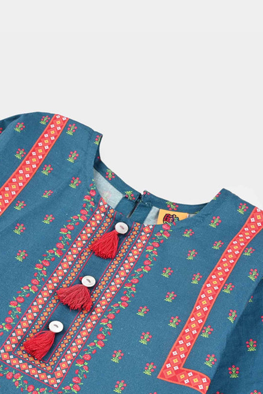 Girls Cotton Printed Kurti - Blue