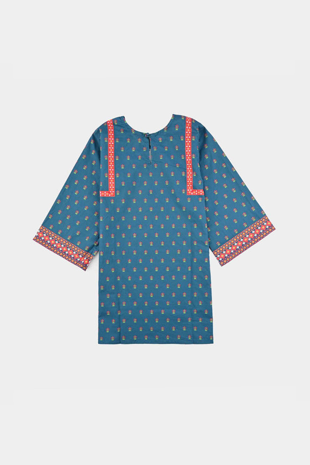 Girls Cotton Printed Kurti - Blue