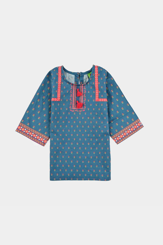 Infant Girls Cotton Printed Kurti Blue Tribe-BLUE