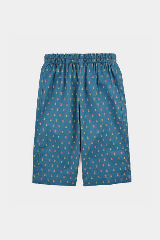 Infant Girls Cotton Printed Culotte Tribe-BLUE