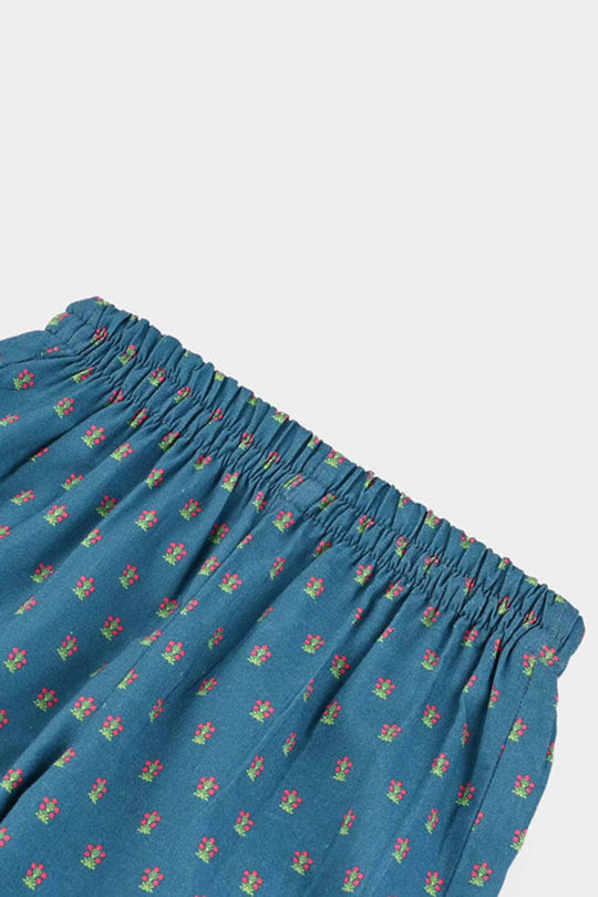 Infant Girls Cotton Printed Culotte Tribe-BLUE